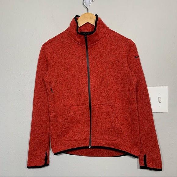 Nike Running Red‎ Therma-Fit Full Zip Fleece Jacket Medium - Picture 1 of 8